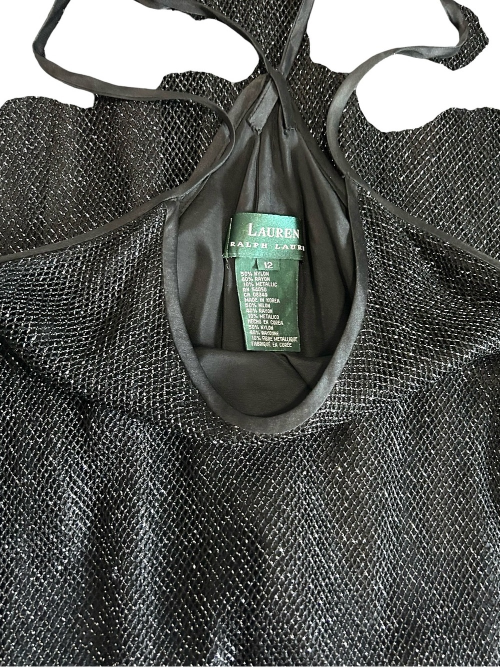 Ralph Lauren Vintage Mesh Metallic Sparkle Mermaid Fishnet Lace Overlay Dress - Picture 5 of 7